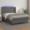 Image de vidaXL Boxspring met matras en LED kunstleer grijs 140x190 cm3139383