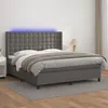 Image de vidaXL Boxspring met matras en LED kunstleer grijs 160x200 cm3139395