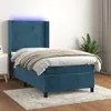 Image de vidaXL Boxspring met matras en LED fluweel donkerblauw 100x200 cm3139431