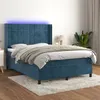 Image de vidaXL Boxspring met matras en LED fluweel donkerblauw 140x200 cm3139569