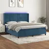 Image de vidaXL Boxspring met matras en LED fluweel donkerblauw 160x200 cm3139575
