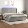 Image de vidaXL Boxspring met matras en LED fluweel lichtgrijs 200x200 cm3139583