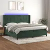 Image de vidaXL Sommier à Lattes de Lit avec Matelas et LED, Lit Rembourré avec Tête de Lit, Lit Double, Lit Adulte de Chambre, Moderne, Vert Foncé 200x200 cm