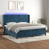 Image de vidaXL Boxspring met matras en LED fluweel donkerblauw 200x200 cm3139587