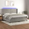 Image de vidaXL Boxspring met matras en LED fluweel lichtgrijs 200x200 cm3139643