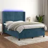 Image de vidaXL Boxspring met matras en LED fluweel donkerblauw 140x200 cm3139689