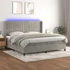 Image de vidaXL Boxspring met matras en LED fluweel lichtgrijs 200x200 cm3139703