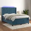 Image de vidaXL Boxspring met matras en LED fluweel donkerblauw 140x190 cm3139743