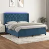 Image de vidaXL Boxspring met matras en LED fluweel donkerblauw 160x200 cm3139755