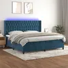 Image de vidaXL Boxspring met matras en LED fluweel donkerblauw 200x200 cm3139767