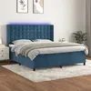 Image de vidaXL Boxspring met matras en LED fluweel donkerblauw 160x200 cm3139815