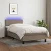 Image de vidaXL Boxspring met matras en LED stof taupe 80x200 cm3132969