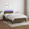 Image de vidaXL Boxspring met matras en LED stof donkerbruin 120x200 cm3132984