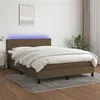Image de vidaXL Boxspring met matras en LED stof donkerbruin 140x190 cm3132992