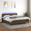 Image de vidaXL Boxspring met matras en LED stof donkerbruin 180x200 cm3133016