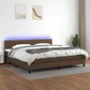 Image de vidaXL Boxspring met matras en LED stof donkerbruin 200x200 cm3133024