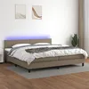 Image de vidaXL Boxspring met matras en LED stof taupe 200x200 cm3133025