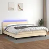 Image de vidaXL Boxspring met matras en LED stof cràmekleurig 200x200 cm3133026