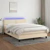 Image de vidaXL Boxspring met matras en LED stof cràmekleurig 140x190 cm3133074