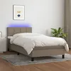 Image de vidaXL Boxspring met matras en LED stof taupe 90x190 cm3133121