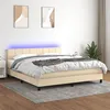 Image de vidaXL Boxspring met matras en LED stof cràmekleurig 160x200 cm3133170