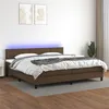 Image de vidaXL Boxspring met matras en LED stof donkerbruin 200x200 cm3133184