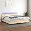 Image de vidaXL Boxspring met matras en LED stof cràmekleurig 200x200 cm3133186