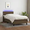 Image de vidaXL Boxspring met matras en LED stof donkerbruin 90x190 cm3133200