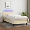 Image de vidaXL Boxspring met matras en LED stof cràmekleurig 90x190 cm3133202