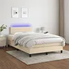 Image de vidaXL Boxspring met matras en LED stof cràmekleurig 120x200 cm3133226