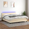 Image de vidaXL Boxspring met matras en LED stof cràmekleurig 160x200 cm3133250