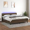 Image de vidaXL Sommier à Lattes de Lit avec Matelas et LED, Lit Rembourré, Lit Double, Lit Adulte de Chambre à Coucher Intérieur, Moderne, Marron Foncé 180x200cm
