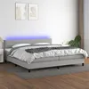 Image de vidaXL Boxspring met matras en LED stof lichtgrijs 200x200 cm3133261