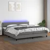 Image de vidaXL Boxspring met matras en LED stof donkergrijs 200x200 cm3133262