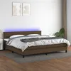 Image de vidaXL Boxspring met matras en LED stof donkerbruin 200x200 cm3133264