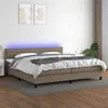 Image de vidaXL Boxspring met matras en LED stof taupe 200x200 cm3133265