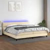 Image de vidaXL Boxspring met matras en LED stof cràmekleurig 200x200 cm3133266