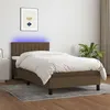 Image de vidaXL Boxspring met matras en LED stof donkerbruin 80x200 cm3133272