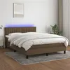 Image de vidaXL Boxspring met matras en LED stof donkerbruin 140x200 cm3133320