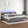 Image de vidaXL Boxspring met matras en LED stof donkergrijs 200x200 cm3133342