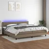 Image de vidaXL Boxspring met matras en LED stof taupe 200x200 cm3133345