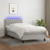 Image de vidaXL Boxspring met matras en LED stof lichtgrijs 100x200 cm3133373