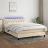 Image de vidaXL Boxspring met matras en LED stof cràmekleurig 140x190 cm3133394