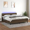 Image de vidaXL Boxspring met matras en LED stof donkerbruin 160x200 cm3133408