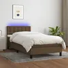 Image de vidaXL Boxspring met matras en LED stof donkerbruin 90x190 cm3133440