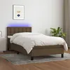 Image de vidaXL Boxspring met matras en LED stof donkerbruin 100x200 cm3133456