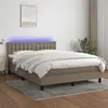 Image de vidaXL Boxspring met matras en LED stof taupe 140x190 cm3133473