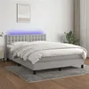 Image de vidaXL Boxspring met matras en LED stof lichtgrijs 140x200 cm3133477