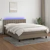 Image de vidaXL Boxspring met matras en LED stof taupe 140x200 cm3133481