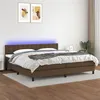Image de vidaXL Boxspring met matras en LED stof donkerbruin 200x200 cm3133504